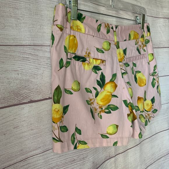 Cynthia Rowley Pink Lemon Print Chino Shorts with Pockets Cotton Blend Size 6 - Picture 13 of 13